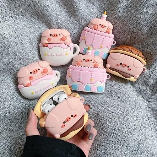 NEW creativity For AirPods Case 3D Cute Cartoon Cup cake pig Cover for Apple Airpods 2 Bluetooth Wireless Earphone Charging Box