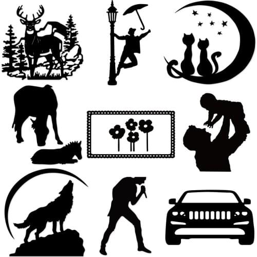 Deer Moon Cat Flower Car 2021 New Metal Scrapbook Embossing Household Crafts Paper Card Album Craft Paper-cutting Mould