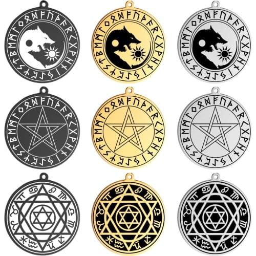 EUEAVAN 10pcs Viking Coin Pendant for Necklaces Charms for Jewelry Making Bulk Stainless Steel Jewelry