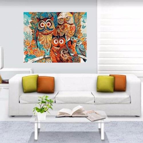 DIY 40*50cm Modern Paint By Number Kit Canvas Painting Wall Artwork Picture Owl