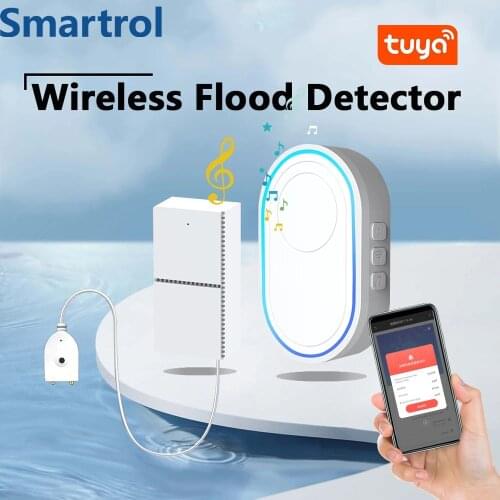 Home Smart Security Protection WiFi Tuya Water Leakage Sensor Waterproof Wireless Doorbell 110dB Sounds Alarm System