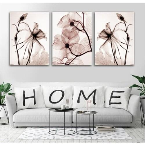 Triptych full diamond painting Transparent flowers Cross Stitch full Square Round diamond Embroidery sale for Living roomZP-1496