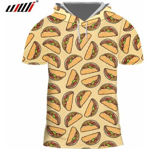 UJWI New Arrival Men/Womens Cool Print Food burger 3D Tshirt With Hood Unisex