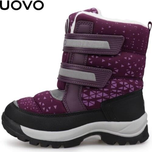 Uovo Winter Shoes For Children Fashion Girls Boots Warm Boots For Girls Anti-slip Snow Boots Size 29-37