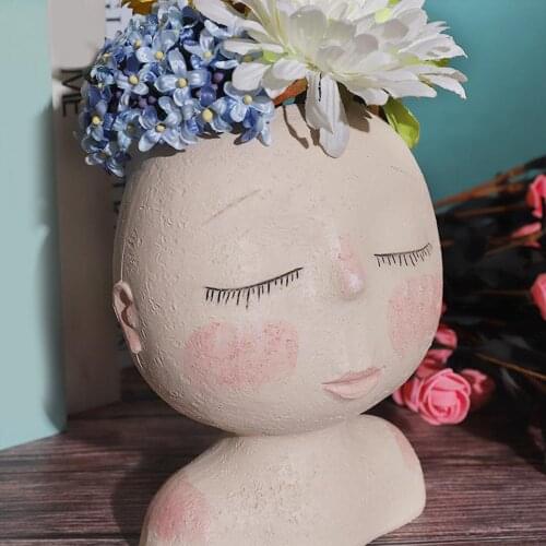 Nordic Home Character Human Face Vase Resin Plant Pots Flowerpot for Office