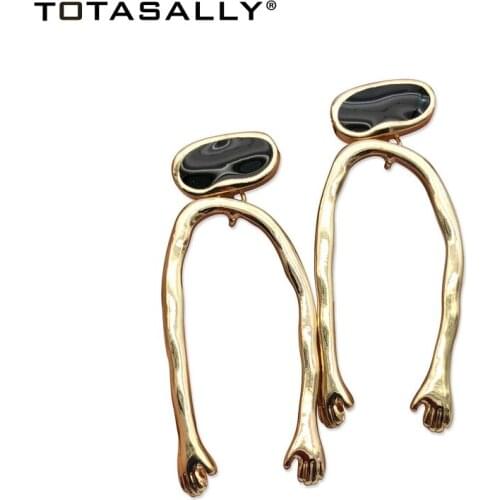 TOTASALLY Vintage Tribe Style enamel Earrings Woman Irregualr Geometric Hand Statement Earrings for Evening Party Show