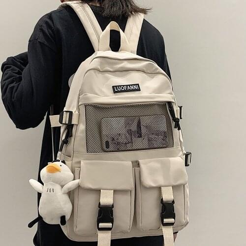 College Mesh Ladies Backpack Waterproof Female Fashion School Bag Laptop Student Girl Backpack Nylon Men Women Net Bag Book Male