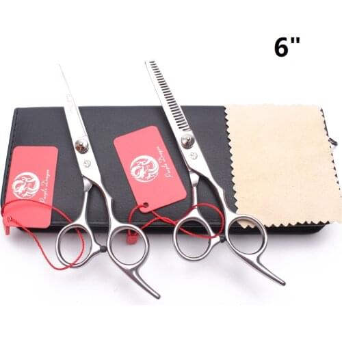 Y1213 6" Silver Scissiors With Case Quality Professional Barber Hairdressing Scissors Hair Cutting Thinning for Barbershop