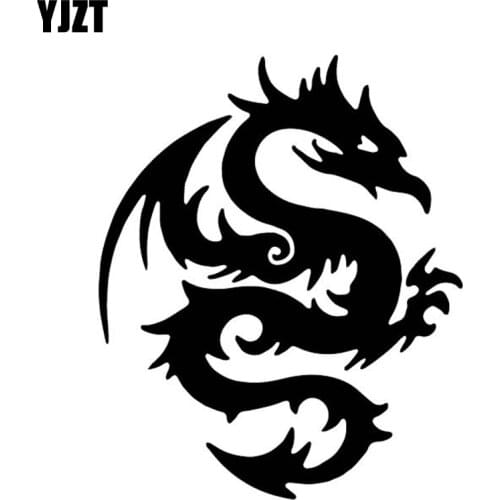 YJZT 13.5CM*16.4CM Mythological Animal Dragon Vinyl Decal Decor Car Trunk Car Sticker Black/Silver C4-2381