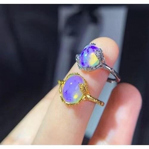 Jewelry Fashion Bamboo Ring for Daily Wear 9*7mm Natural White Opal Ring 925 Silver Opal Jewelry Brithday Gift for Woman