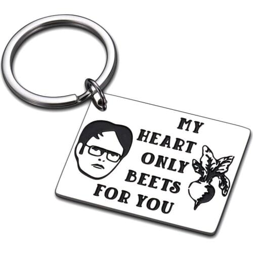 Funny Keychain Birthday Gift for Husband Boyfriend from Wife Girlfriend My Heart Only Beets for You Anniversary Wedding Keyring