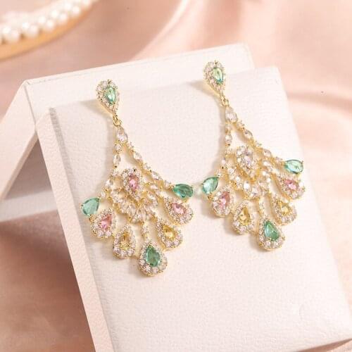 EYER Fashion Cz Top Shiny Earrings Fashion Jewelry Wedding Party Earrings for Women Long Water Drop Pave Earrings Dubai Jewelry