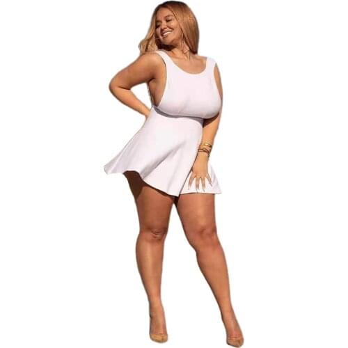 Women Dresses Summer 2021 New Arrival Solid Color Side Hollow Out Vintage Casual A-Line Mini Party Dress Wholesale