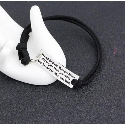 Zhijia You are braver than you believe stronger than you seem and smarter than you think Bracelets Leather Strap Bangles