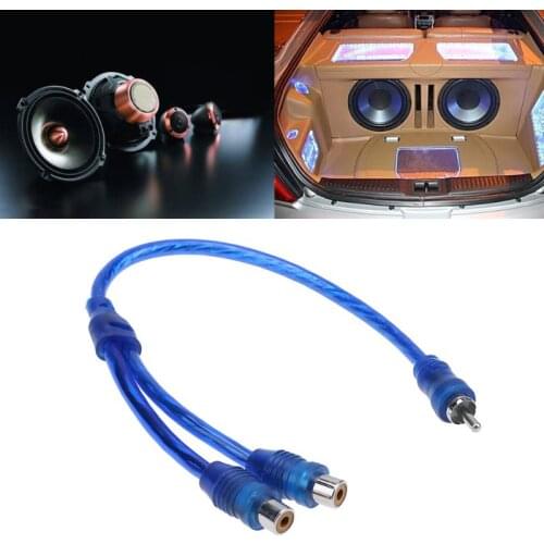1pc 30cm 2 RCA Female to 1 RCA Male Splitter Cable Converter Cord Adapter Cable for Car Audio System DVD CD MP3 Player Hot Sale