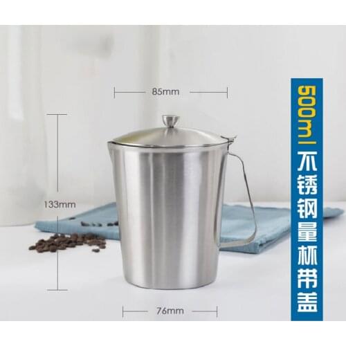 1PCS 500ml Lab 304 Stainless Steel Lab Beaker Measuring Cups Graduated Liquid Metal Tools With Inner Scale and Cover