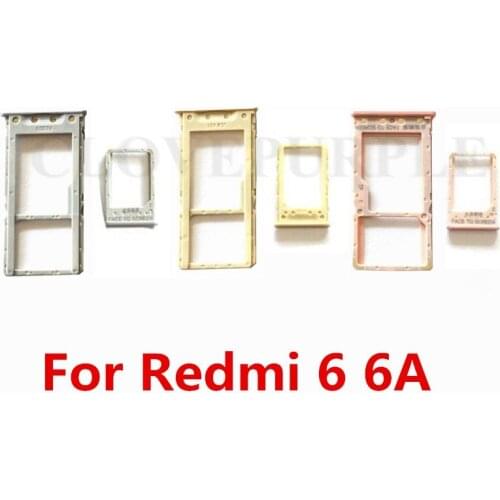 10pcs/lot Sim1 SIm2 Big Small Sim Card Reader Holder For Xiaomi Redmi 6 Sim card Tray Slot Socket Adapter For Redmi 6A