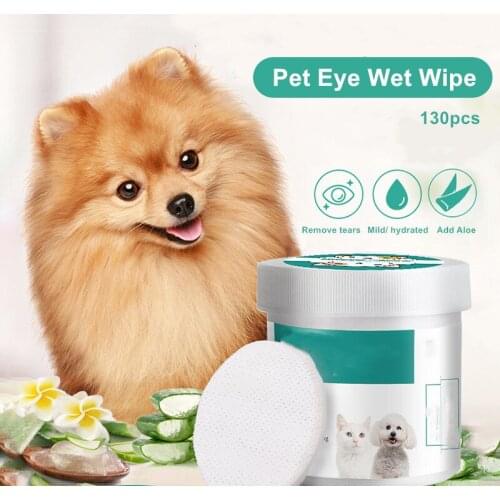 130PCS Pet Dog Cleaning Pads Facial Paper Towels Pet Eye Wet Wipes Cat Tear Stain Remover Cleaning Paper Towels Eye Wet Wipes