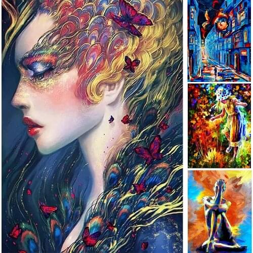 2021 5D DIY Woman Oil Painting Series Full Square/Round Diamond Mosaic Sale Art Landscape Diamond Painting Home Decoration