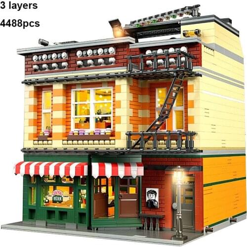 4488pcs Mini City Street View Series Old Friend Coffee House Building Model Building Block Toys For Friend Birthday Christmas