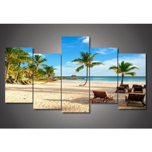 5 Pieces/sets Canvas Art Canvas Paintings 5 Panels canvas prints PARADISE Beach Decorations For Home Wall Art Prints Canvas\C88