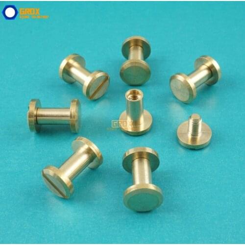 50 Set 8*9mm Solid Brass Rivet Chicago Screw for Leather Craft Belt Wallet / Flat