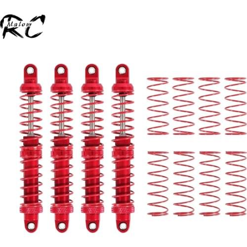 4Pcs Dual Spring Metal Shocks Red 70mm 80mm 90mm 100mm 110mm 120mm for 1/10 RC Crawler Traxxas TRX-6 TRX4 Axial CAPRA SCX10 III