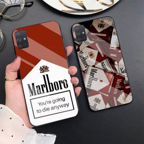Art Bumper Cigarette Marlboros Phone Case For Samsung S6 7edge 8 9 10e 20plus S20 Ultra Note8 9 10pro A72018 Tempered Glass