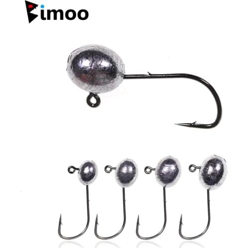Bimoo 10pcs 2g/3g/4g/5g Jig Head Hook Oval Shape Baitholder Design Soft Worm Bait Lure Jigging Hook for Bass Perch