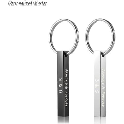 Personalized Master Customized Keychains Stainless Steel Plain Engraving Text Date Keychain Rectangle Key Ring Bags Accessories