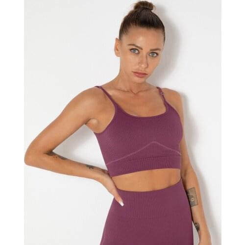 Women Seamless Sexy Sports Bra Women Shockproof Fitness Tanks Gyms Spandex Striped Vest Sleeveless Soft Slim Running Workout Top