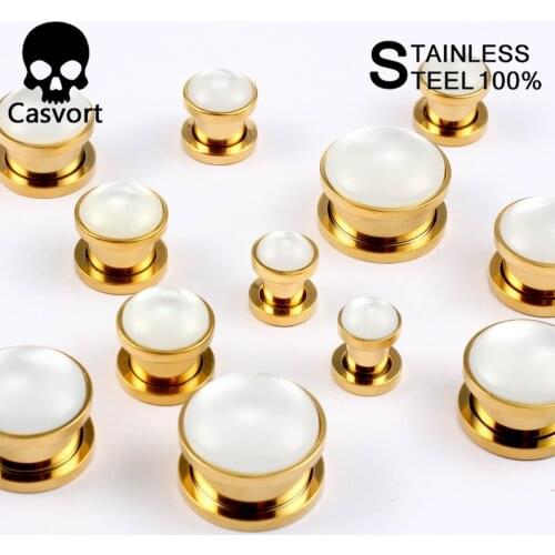 Casvort 2PCS Fashion Stainless Steel Ear Piercing Tunnel Gauges Body Jewelry Style Expander Plug Earring Men And Women Suitable