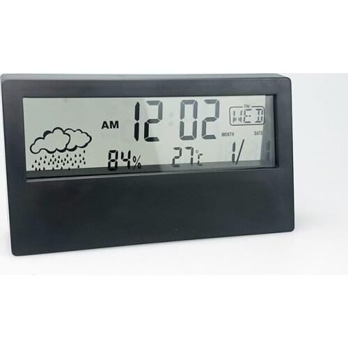 LCD clock electronic desk clock thermometer hygrometer alarm clock creative electronic multi-function white light
