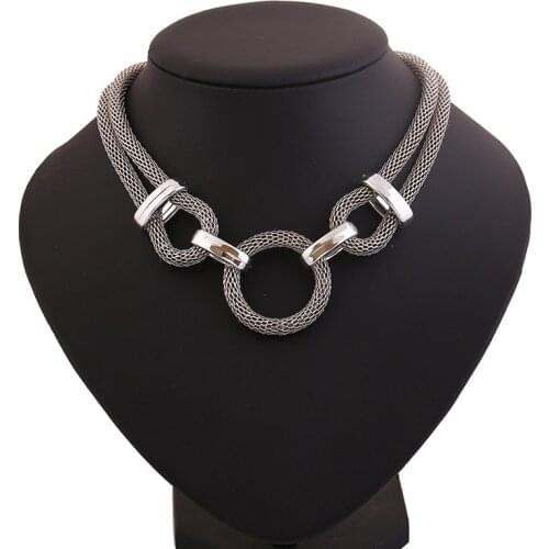LZHLQ Geometry Mesh Chain Choker Statement Necklace Women Zinc Alloy Clavicle Collar Necklaces Pendants Trendy Collares Collier