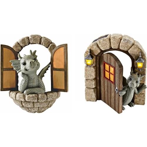 Dinosaur Resin Ornaments Door Tree Courtyard Crafts Garden Outdoor Yard Decor Dinosaur Sculpture Dragon