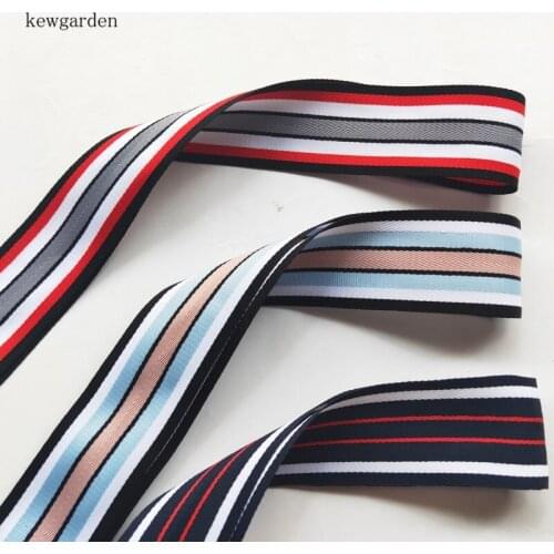 Kewgarden 1.5" 40mm Double Colors Stripe Dyed Ribbon Handmade Tape DIY Brooch Bowknot Flower Accessories Satin Riband Webbing 5M