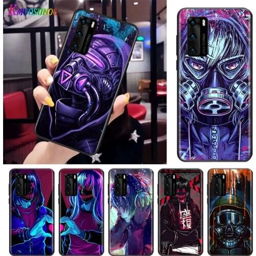 Face mask style future For Huawei P Smart S Z Mate 40 RS 30 20 10 Pro Plus Lite 2019 2020 2021 Black Soft Phone Case