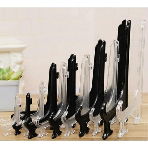 Fashion Clear Plastic Plate Display Stand Picture Frame Transparent Easel Holder Arts Case Holders Photo Display