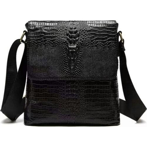Crocodile Pattern Mens Vertical Bag Mens Cover bag Shoulder Bag Ladies Business Genuine Leather Crossbody Bag fashion handbag