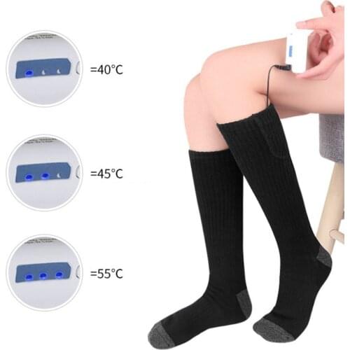 Electric Heated Socks Rechargeable Battery Unisex Winter Warm Battery Powered Heated Socks 3 Heating Set Rechargeable Battery