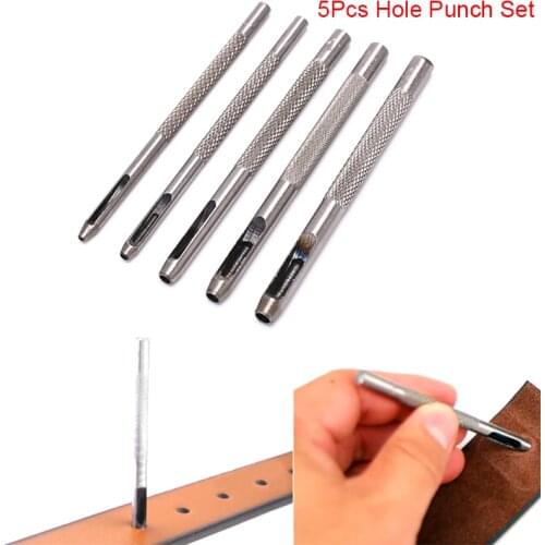 100% Brand New Hot 5Pcs/Lot Leather Round Shape Hole Punch Kit Belt Watch Band Hollow DIY Tool With Box