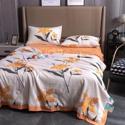 New Soybean Ice Silk Quilt Four-Piece Set Summer Cool Sheet Air-Conditioning Two-Pillow Cover Comfortable Healthy Cozy Colorful