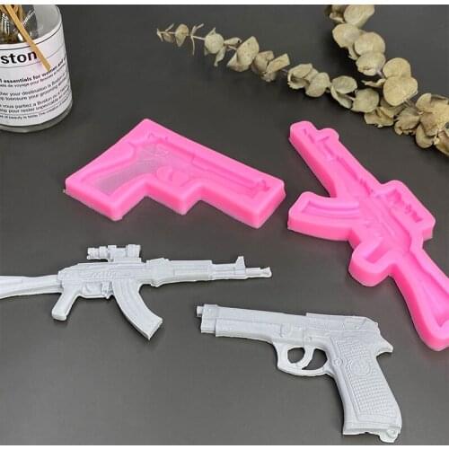 New toy gun machine gun shape sugar turning silica gel mold baking cake chocolate decoration tool