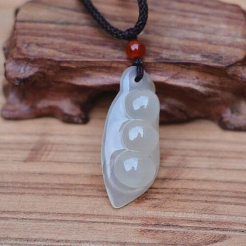 Wholesale Hot sale natural primary color ice chalcedony pendant Four seasons beans pendant necklace female jewelry gifts