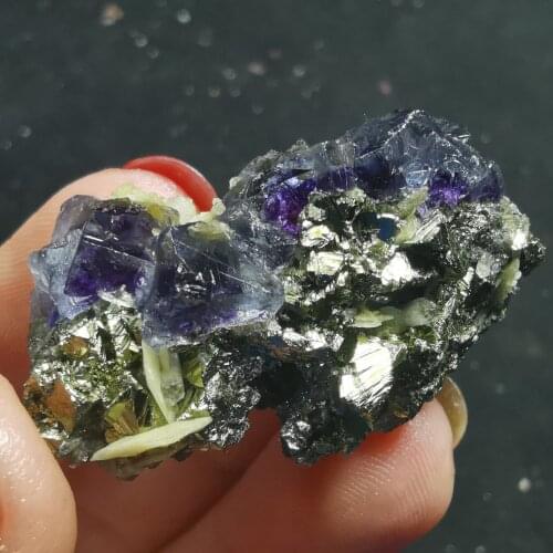 14.2gNatural rare chalcopyrite, purple fluorite cluster mineral, energy geology teaching, home decoration crystal, QUARTZ GEM