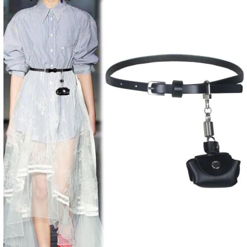 Punk style personality metal chain belt belt belt for women fashion simple all-match thin belt MINI small bag decorative belt