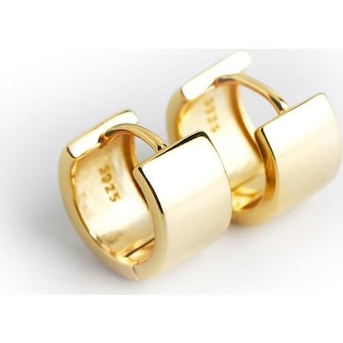 925 Sterling Silver Earring Fashion Simple Geometric Oval Ring Circle Wide Face Ear Ring Ear Bone Bluck Women Girl Boy Ear Jewel