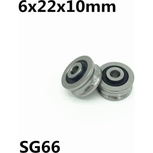 10pcs SG66 U groove bearing 6x22x10 mm double row sealed ball bearing for 6mm linear guide rail SG6RS High quality