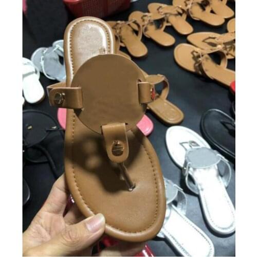 Genuine Leather Flat Slippers For Women Flip Flops Sandals For Women Summer Designer Shoes Women Brand Logo