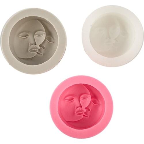 Sun And Moon Face Silicone Mold Craft DIY Fondant Chocolate Soap Mold Handmade Polymer Clay, Wax, Crayon, Cake Decoration Tools